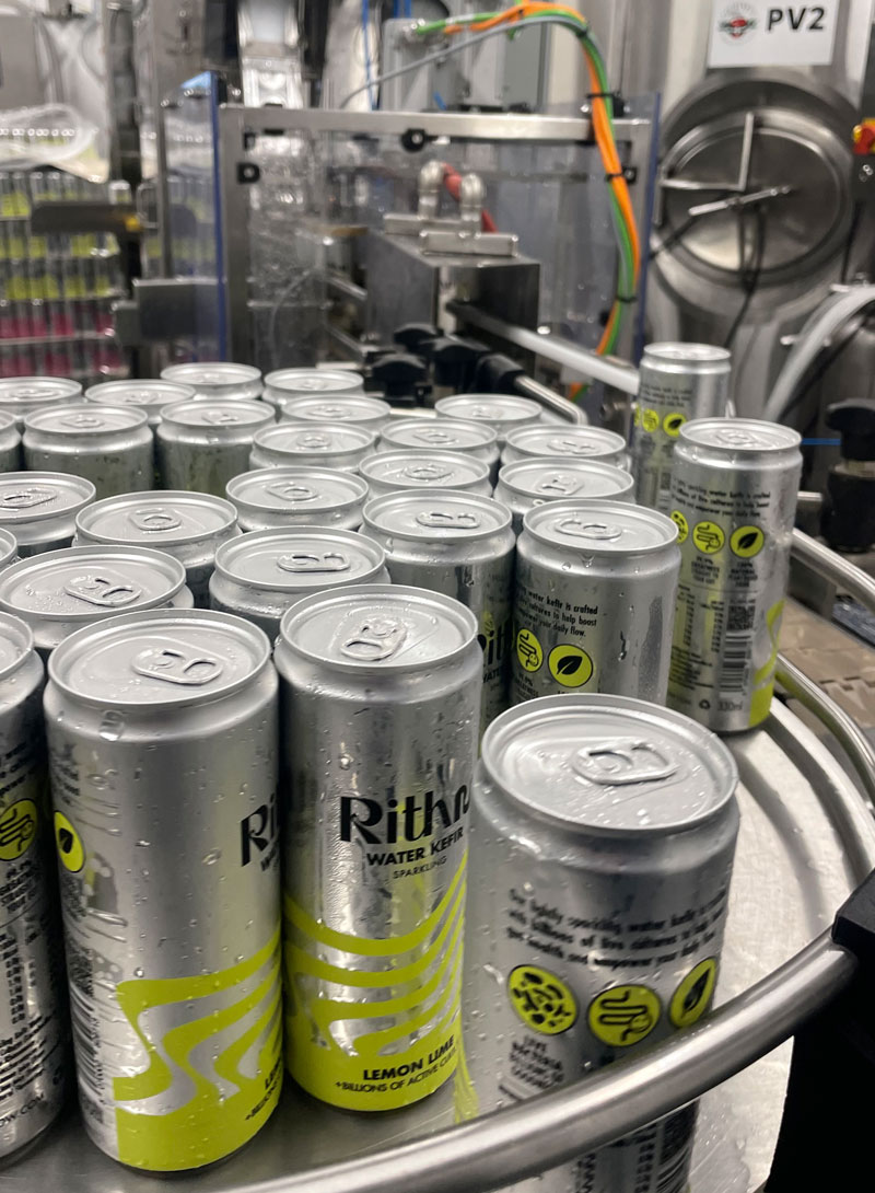 Rithm drinks can in production